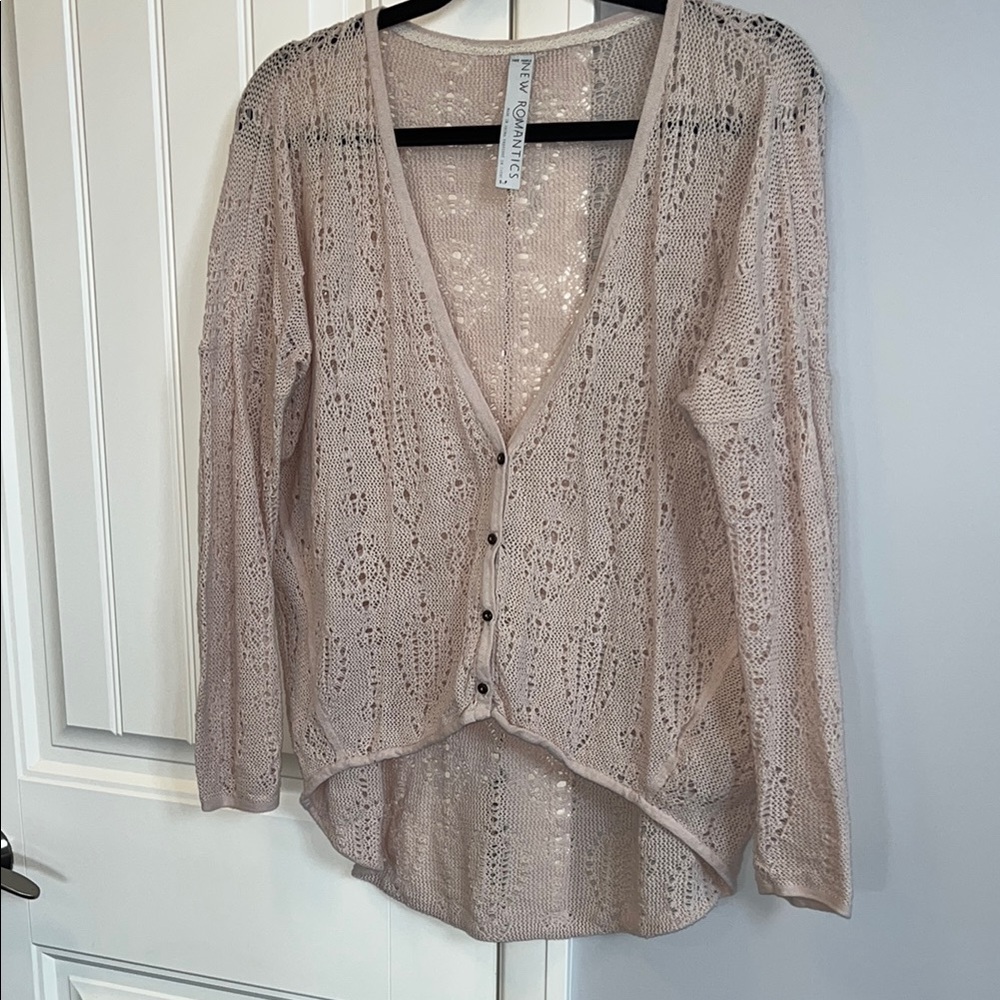 Free People Knit Cardigan in Light Pink S